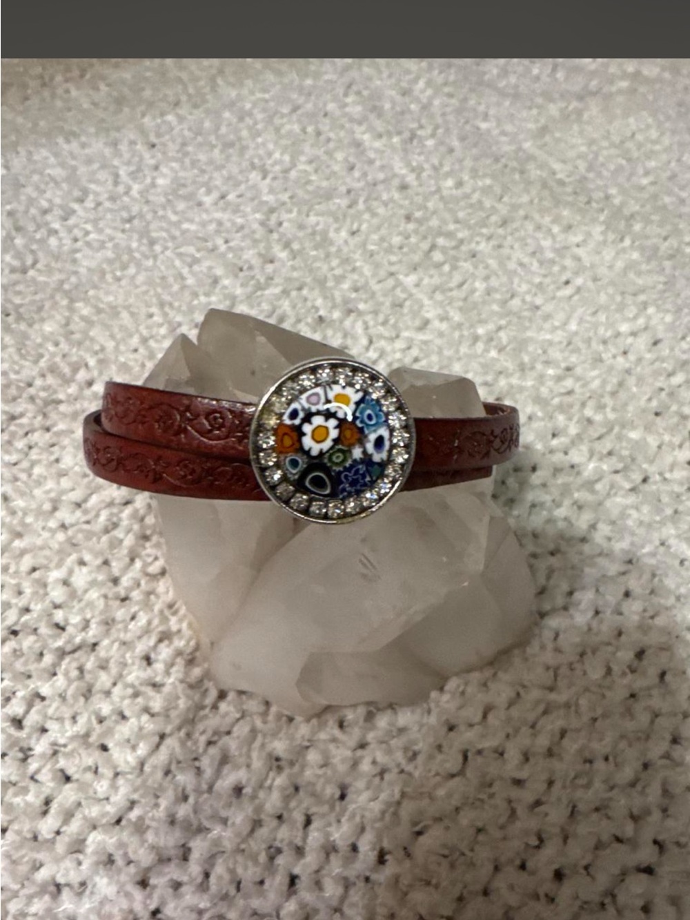 Glass of Venice Lauretta Murano Wrap Bracelet with Floral Millefiori Accent